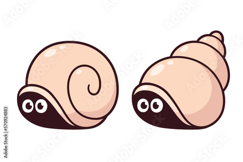 Cute cartoon snail shells with eyes