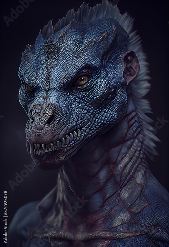 Slika na platnu Portrait of a human as a reptilian dinosaur Generative AI
