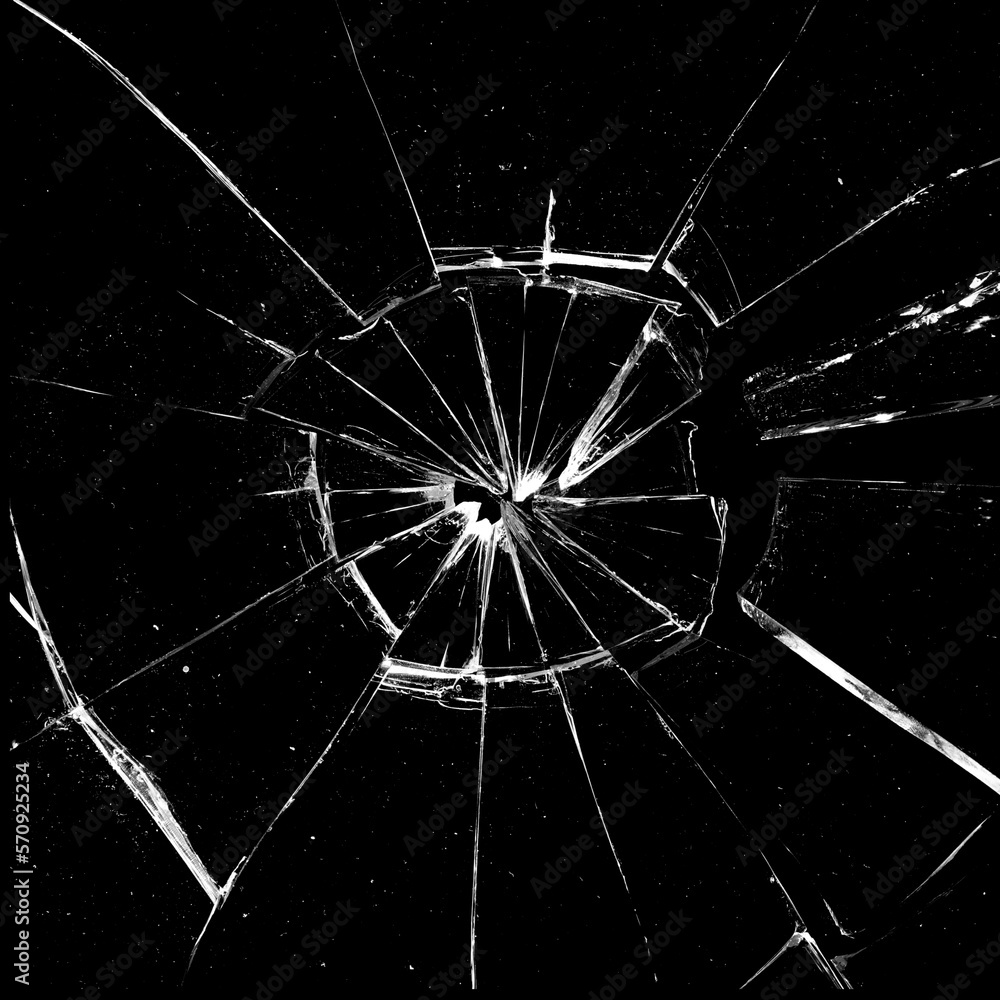 Pieces of destructed Shattered glass. Royalty high-quality free stock photo  image of broken glass with sharp pieces. Break glass white and black  overlay grunge texture abstract on black background Stock Illustration