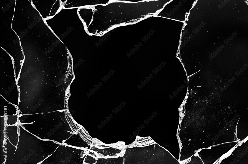 Pieces of Broken Shattered glass, Stock image