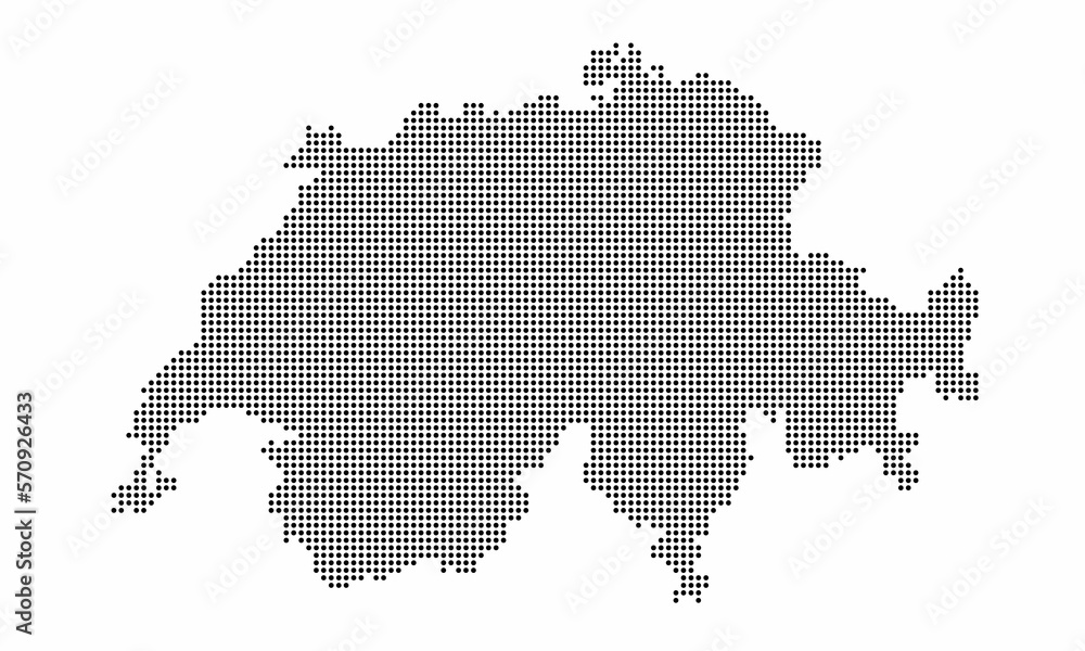 Switzerland dotted map with grunge texture in dot style. Abstract vector illustration of a country map with halftone effect for infographic. 