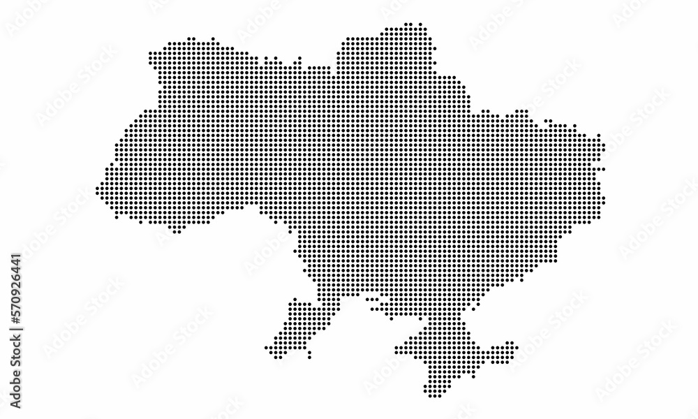 Ukraine dotted map with grunge texture in dot style. Abstract vector illustration of a country map with halftone effect for infographic. 