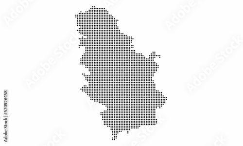 Serbia dotted map with grunge texture in dot style. Abstract vector illustration of a country map with halftone effect for infographic. 