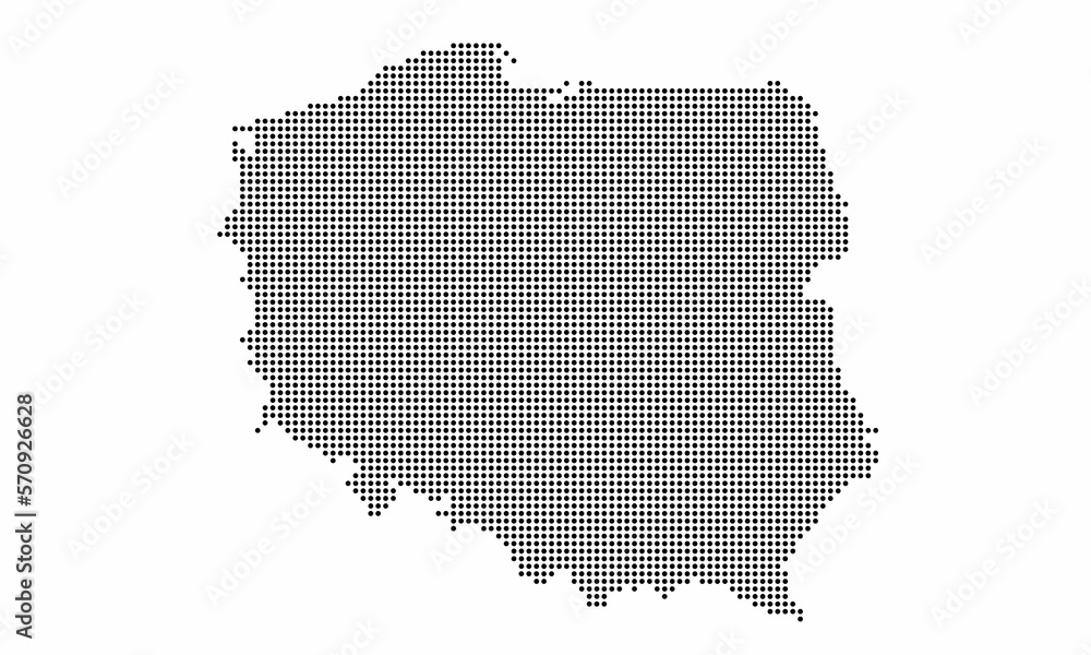 Poland dotted map with grunge texture in dot style. Abstract vector illustration of a country map with halftone effect for infographic. 