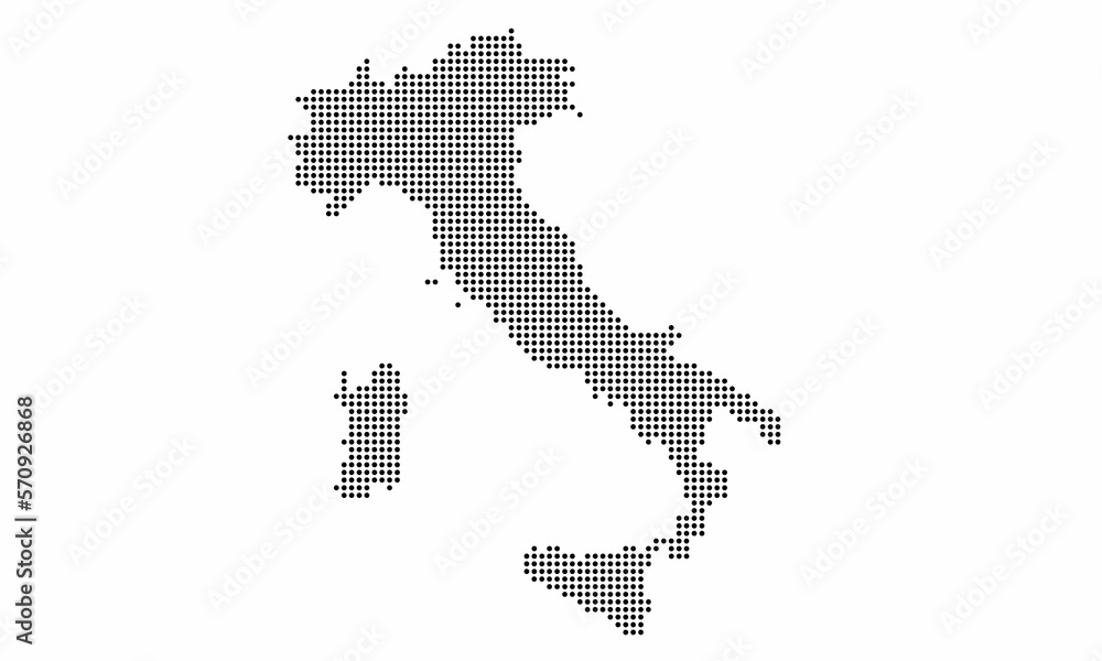 Italy dotted map with grunge texture in dot style. Abstract vector illustration of a country map with halftone effect for infographic. 