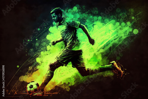 football soccer splash painting silhouette (ai generated)