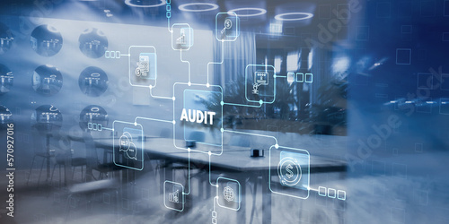 Audit Auditor Financial service concept on city background