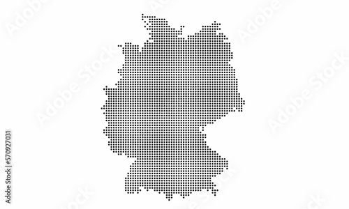 Germany dotted map with grunge texture in dot style. Abstract vector illustration of a country map with halftone effect for infographic. 