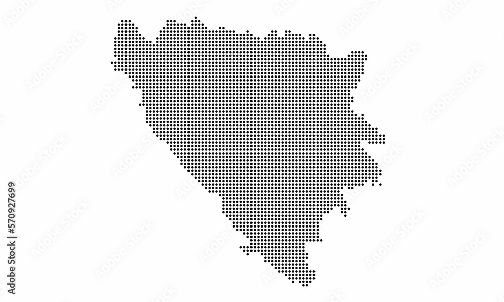 Bosnia and Herzegovina dotted map with grunge texture in dot style. Abstract vector illustration of a country map with halftone effect for infographic. 