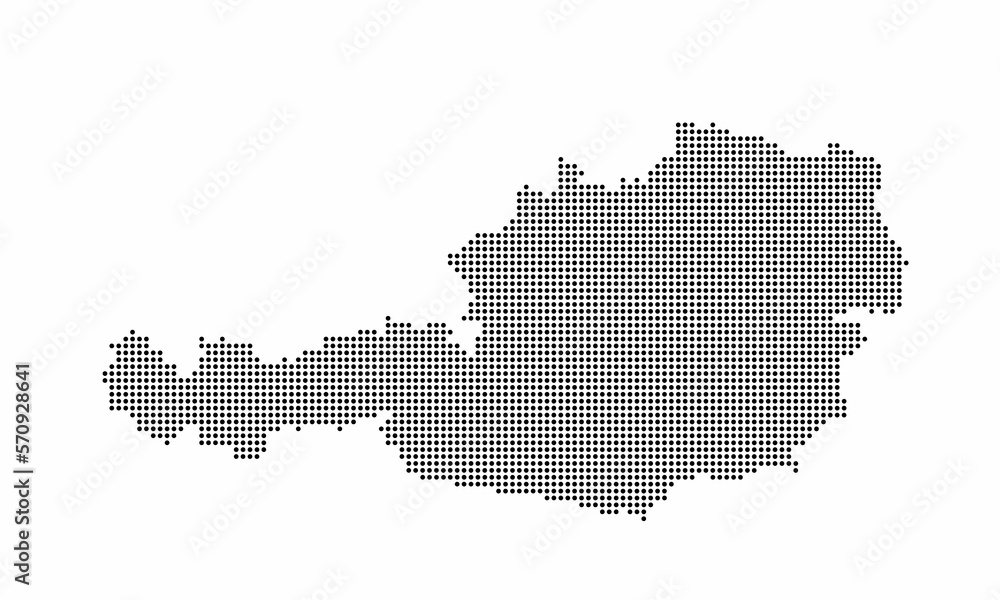 Austria dotted map with grunge texture in dot style. Abstract vector illustration of a country map with halftone effect for infographic. 