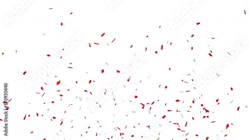 Red Confetti Animation Isolated Party Popper Falling For Celebration Birthday Anniversary On (Transparent} Background / Green Screen / Alpha Matte Channel Perfect For Compositing Into Your cgi Scene. 