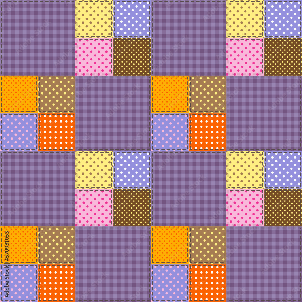 Vector illustration in purple patchwork style Vector illustration in purple patchwork style