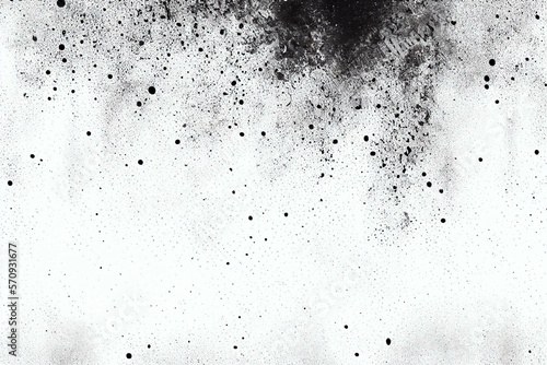 Distressed black texture. Dark grainy texture on white background. Dust overlay textured. Grain noise particles. Rusted white effect. Grunge design elements. Vector illustration, AI Generated