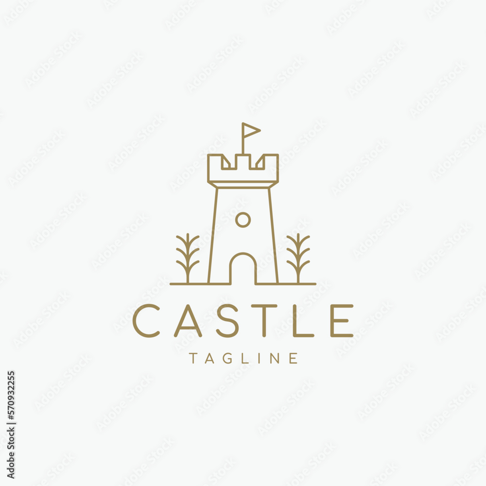 Castle logo design template. Castle tower vector line art. Castle logo design template. Castle tower vector line art.