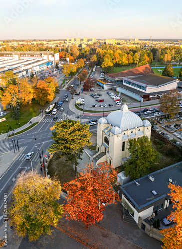 View at Pabianice city from a drone