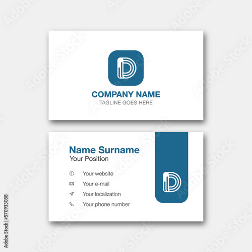Logo alphabet letter "D", with business card template. Vector graphic design elements for company logo. Editable vector design.
