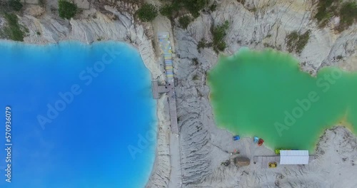 Beautiful blue lake, quarry with turquoise water. former tin mine in Bangka. Pelawan Lake Bangka
 photo