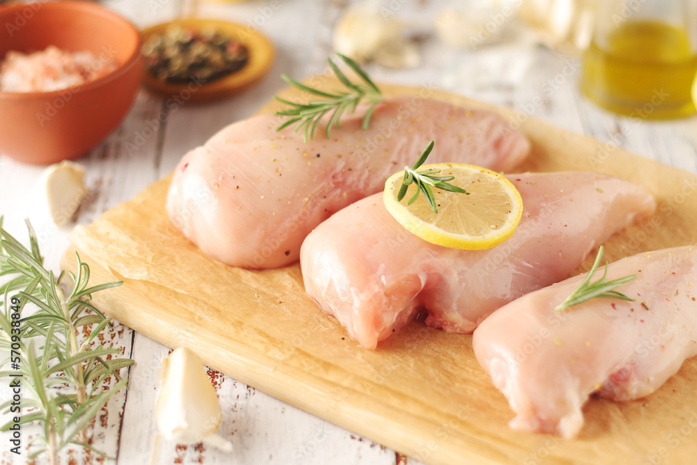 Chicken fillet with pepper and green ready for cooking Chicken fillet with pepper and green ready for cooking