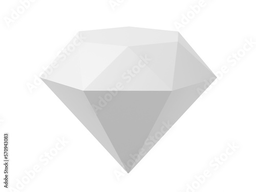 White diamond, jewelry. 3D rendering. Icon on white background.