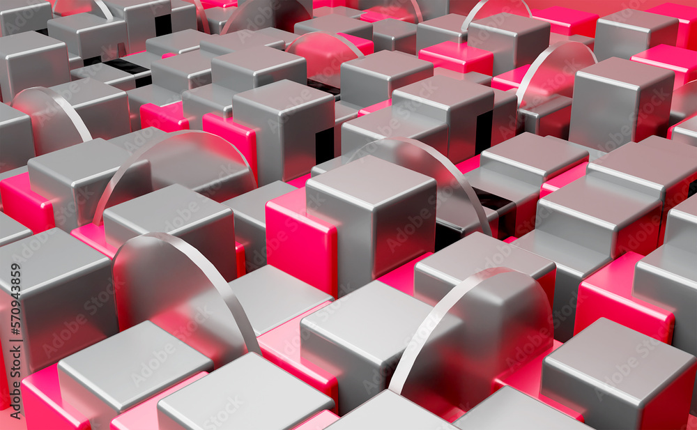 Fototapeta premium Abstrack geometric shape red gray Background Realistic 3D Illustration