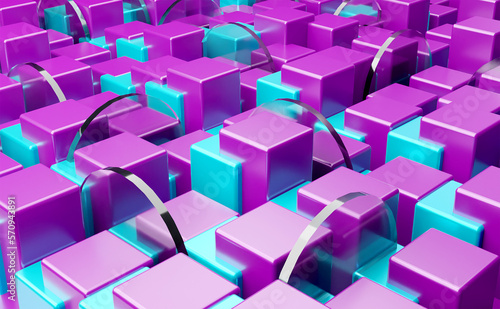 Abstrack geometric shape purple blue Background Realistic 3D Illustration