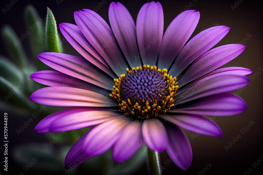 Close up of purple daisy flower. Generative AI Close up of purple daisy flower. Generative AI