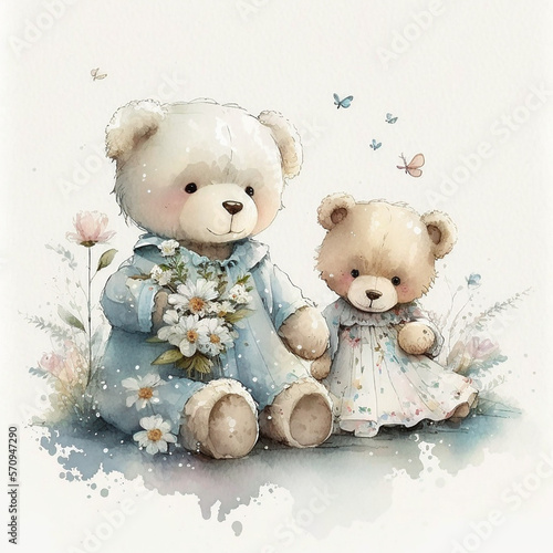 Two Teddy Bears In Love, By Generative AI
