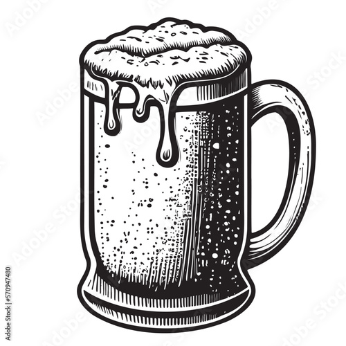 Beer mug vintage hand drawn sketch Vector illustration