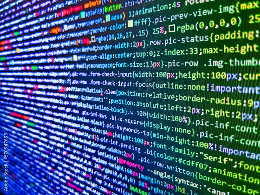 Blue background color, white text chars and digits. HTML code on lcd