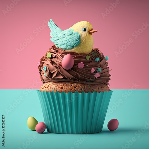 Easter Cupcake with a Sprin...