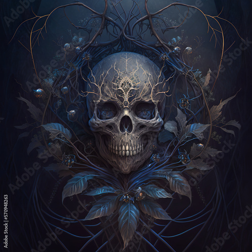 Gothic Horror Cascading Skull | Digital Art | Surreal | Mysterious | Skull Art | AI Generated 
