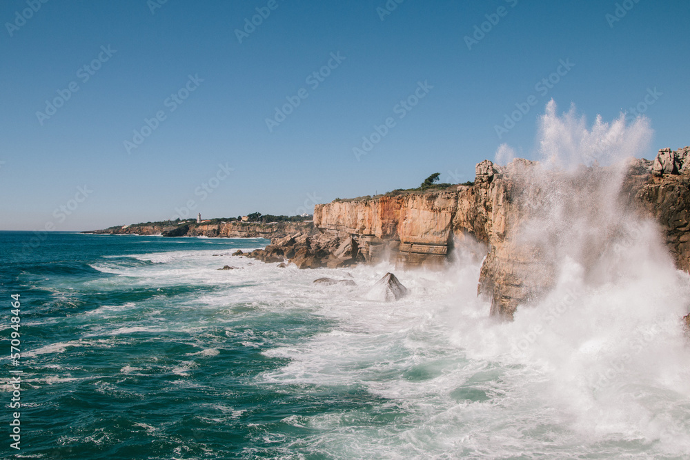 High waves crashing on cliffs 3