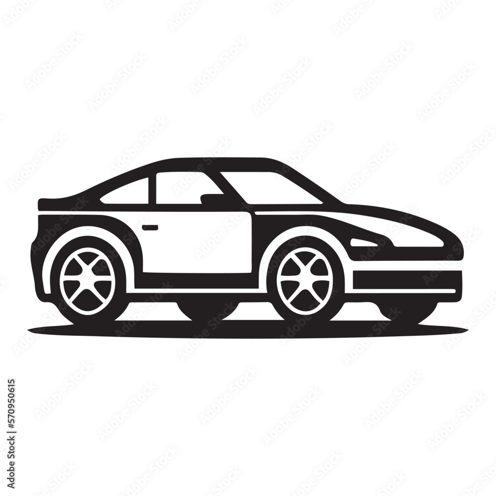 Car icon symbol vector logo black outline isolated on white background.