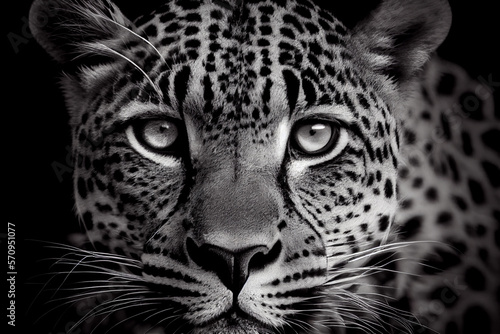Schwarz weiß Portrait von einem Leopard. Perfektes Wandbild - Generative Ai photo