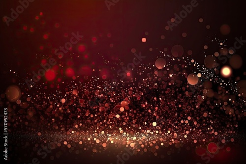 Bokeh red. Defocused abstract dark red background, bokeh lights, concept. Dark red texture. Red and silver glow particle abstract background. Generative AI.