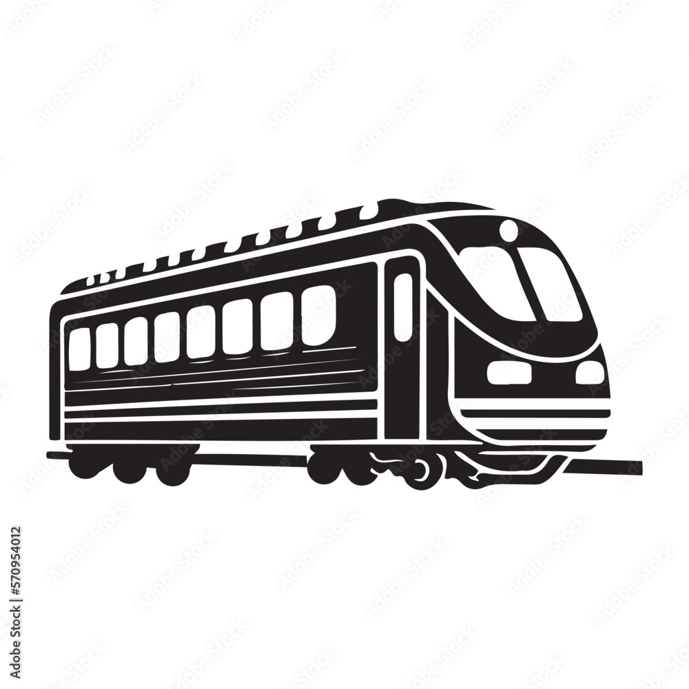 Train icon symbol vector black outline isolated on white background
