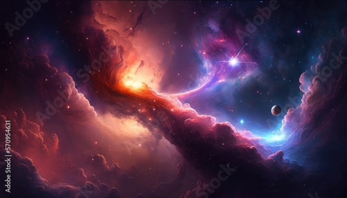 Exploring the Celestial Realms of a Fantasy Space Sky  Ai Generative