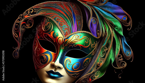 venetian carnival mask festive season AI Genrate Render Illustration photo