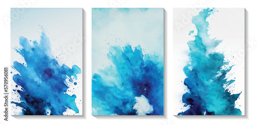 Abstract blue watercolor background design set