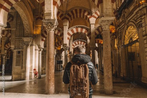 Traveller at Mosque of Cordoba, Andalucia, Spain