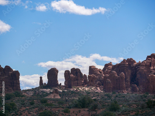 Red rock formations at arches national park in utah