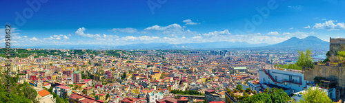Fototapeta Naklejka Na Ścianę i Meble -  Naples, Italy. Panoramic view of the city center from the hill of San Martino, Vomero district. August 24, 2022.