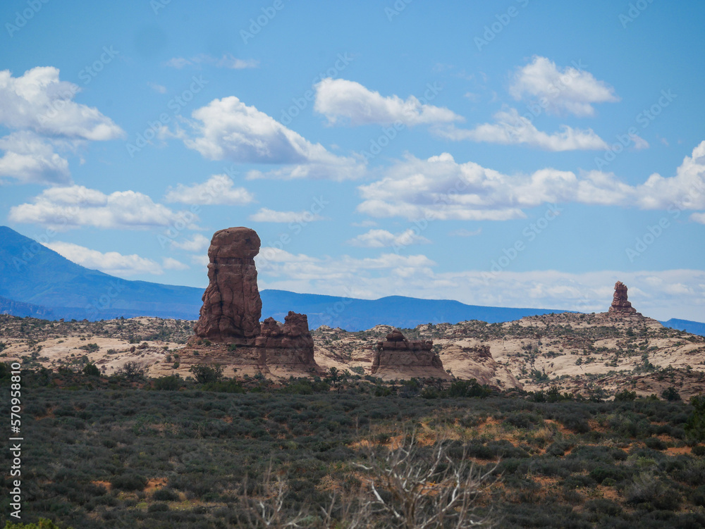 red rock formations at arches national park in utah