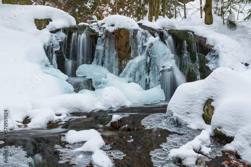 Waterfall, winter, snow,  © Petr