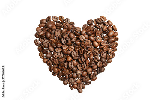 Fotografie, Tablou heart from coffee beans on a transparent background, I love coffee, png
