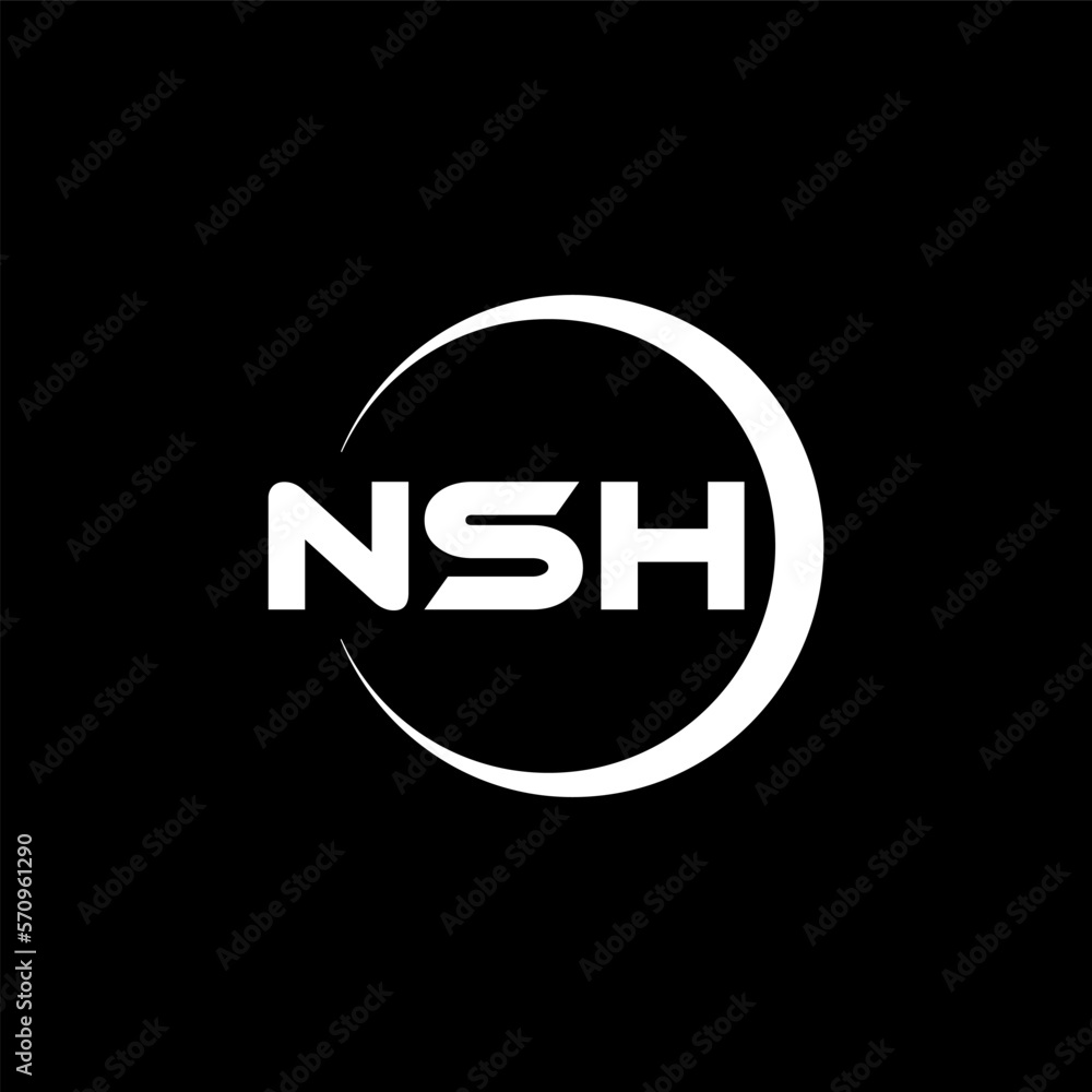 NSH letter logo design with black background in illustrator, cube logo, vector logo, modern alphabet font overlap style. calligraphy designs for logo, Poster, Invitation, etc. NSH letter logo design with black background in illustrator, cube logo, vector logo, modern alphabet font overlap style. calligraphy designs for logo, Poster, Invitation, etc.