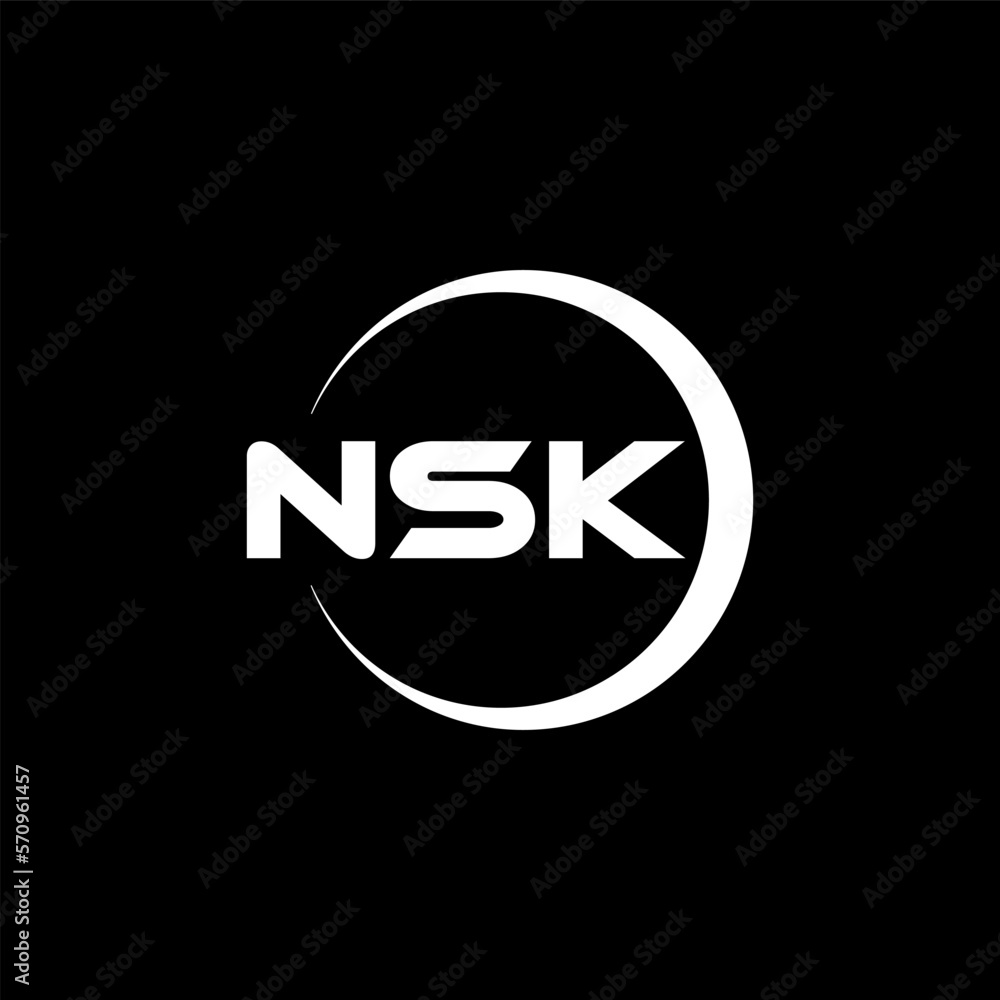 NSK letter logo design with black background in illustrator, cube logo, vector logo, modern alphabet font overlap style. calligraphy designs for logo, Poster, Invitation, etc. NSK letter logo design with black background in illustrator, cube logo, vector logo, modern alphabet font overlap style. calligraphy designs for logo, Poster, Invitation, etc.