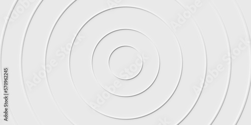 Thin white concentric rings or circles background wallpaper banner flat lay top view from above on white background