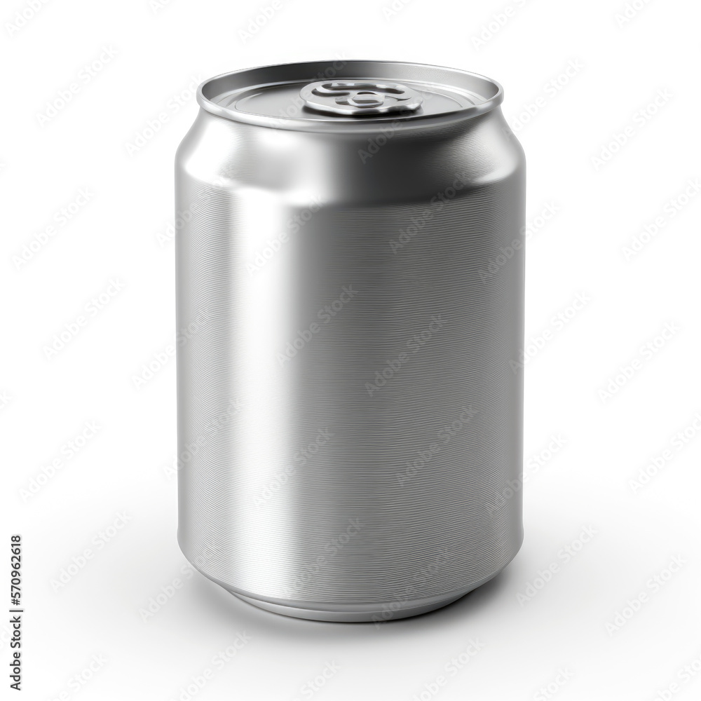 Empty and blank aluminum beer can isolated on white. AI generative Empty and blank aluminum beer can isolated on white. AI generative