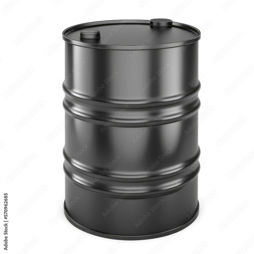 Black oil barrel isolated on white. AI generative Black oil barrel isolated on white. AI generative